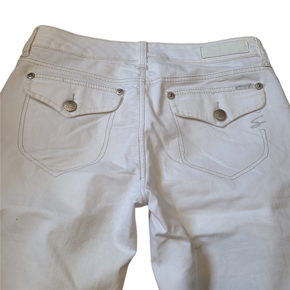 Seven 7 ladies Sz.10 white mid rise knee length jean shorts casual denimcore - Picture 7 of 9